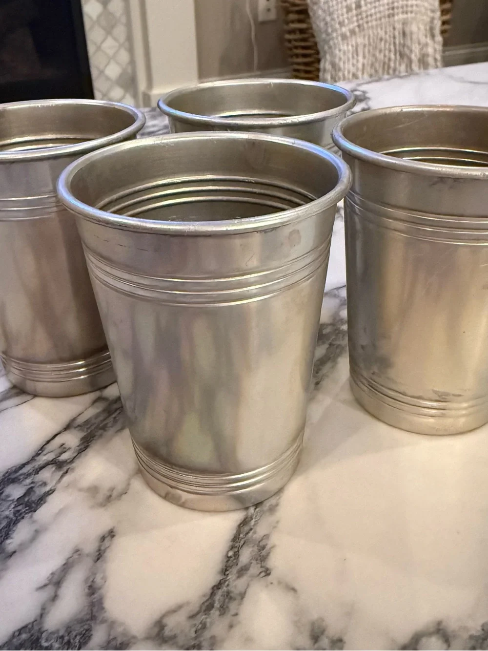 Vintage Mid-Century Metal Julep Cups / Tumblers - Set of 4